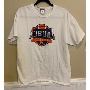 Mens L Vintage Auburn University Tigers Tshirt EUC White Football Cotton
